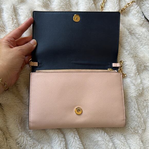 Tory Burch Robinson Leather Chain Wallet Crossbody Bag Shell Pink - Picture 5 of 10